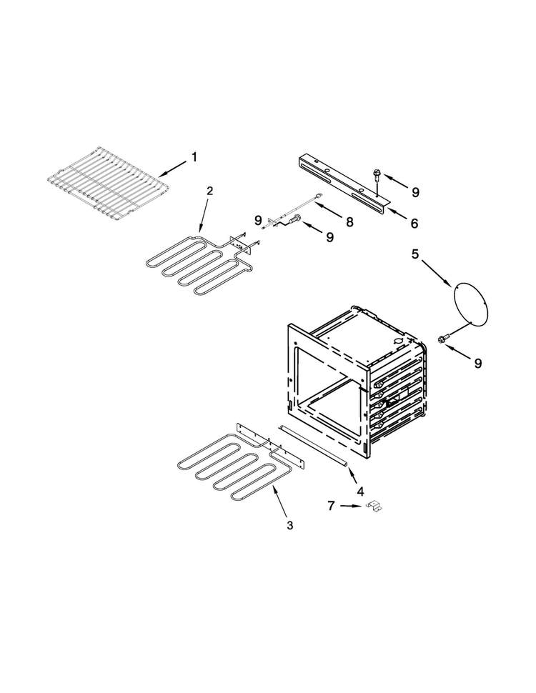 Internal Oven Parts Diagram and Parts List for JMW2330WS02  Jenn-Air Microwave