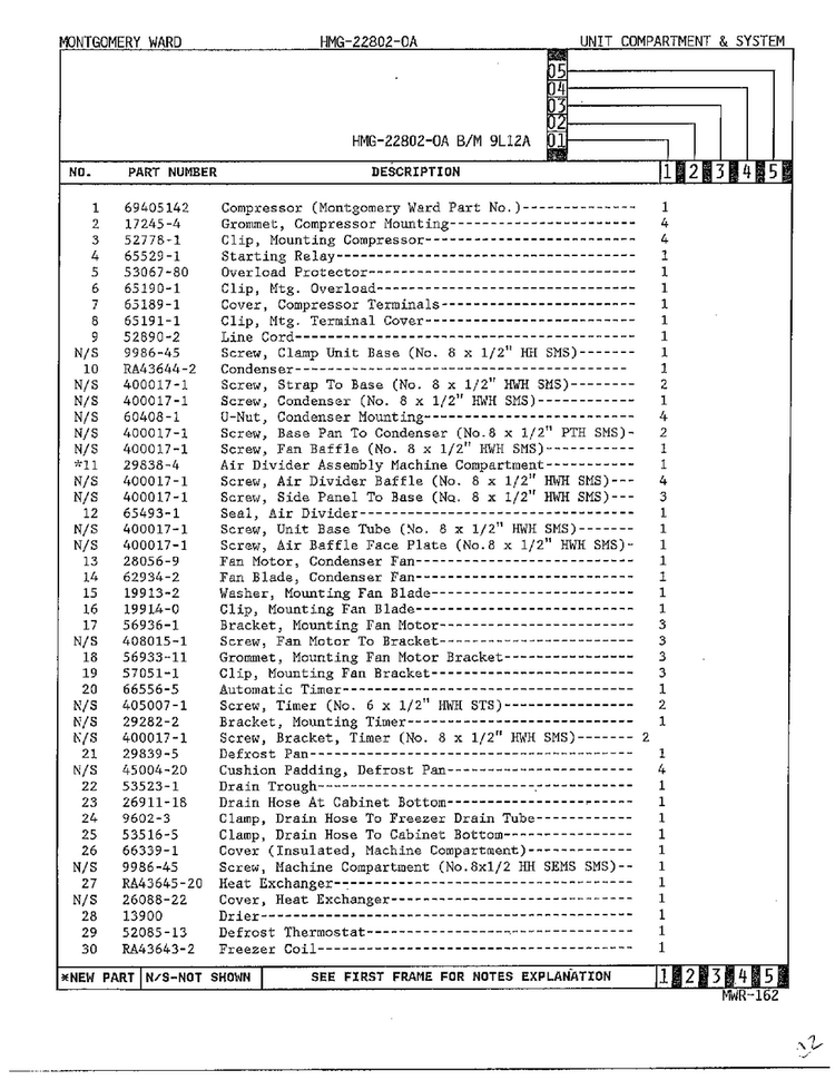 Unit Compartment And System Page 2 Diagram and Parts List for 22802-A  Admiral Refrigerator