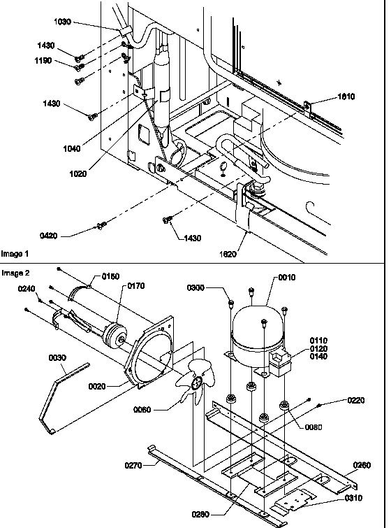 Machine Compartment Assembly Diagram and Parts List for BRF20TLW-P1199201WL  Amana Refrigerator