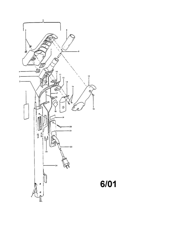 Handle Diagram and Parts List for U3329  Hoover Upright Vacuum