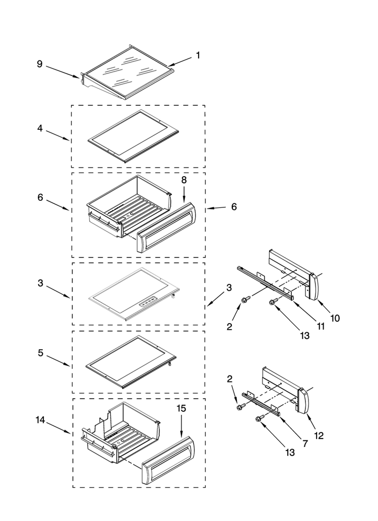 Refrigerator Shelf Parts Diagram and Parts List for JS42NXFXDW00  Jenn-Air Refrigerator