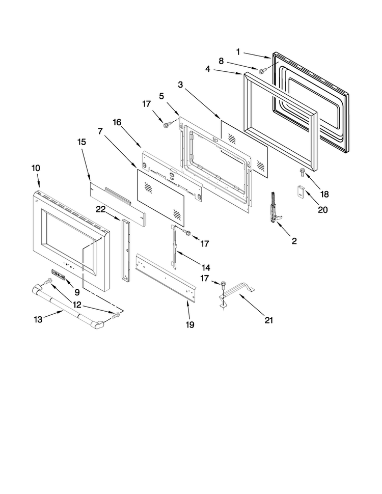 30" Oven Door Parts Diagram and Parts List for YJDRP548WP00  Jenn-Air Range