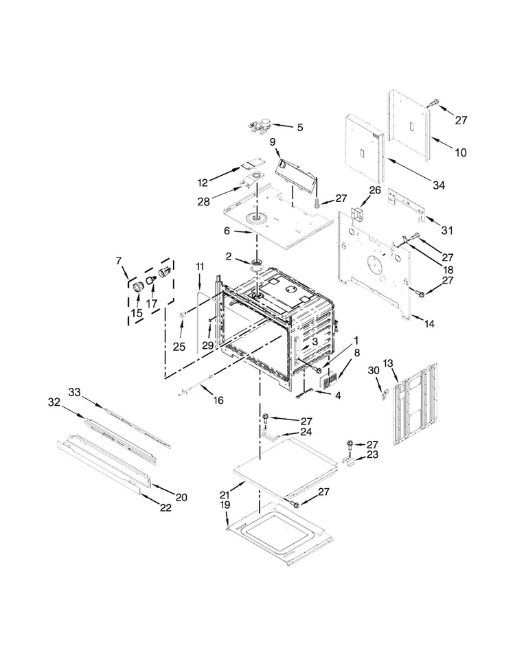 Oven Parts Diagram and Parts List for MEW7630DE01  Maytag Wall Oven