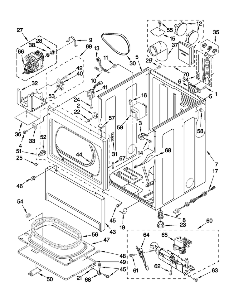 Cabinet Parts Diagram and Parts List for MDG17CSBGW2  Maytag Dryer