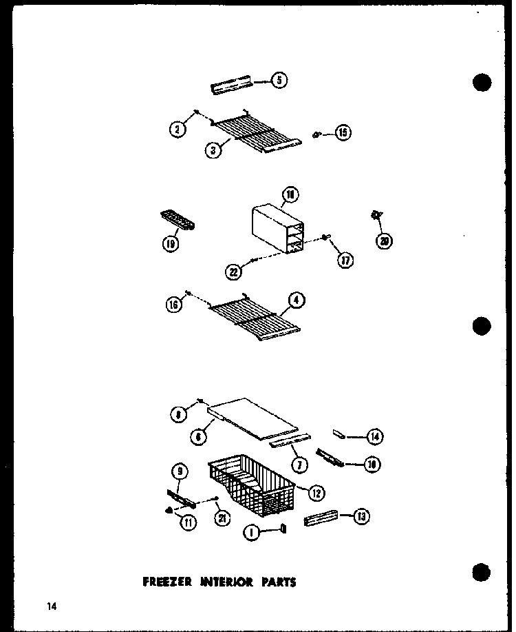 Freezerinterior Parts Diagram and Parts List for ESR22N-P73320-45W  Amana Refrigerator