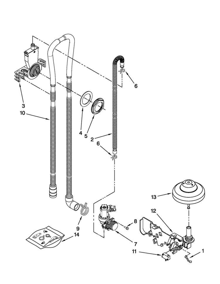 Fill, Drain And Overfill Parts Diagram and Parts List for MDB4409PAW0  Maytag Dishwasher
