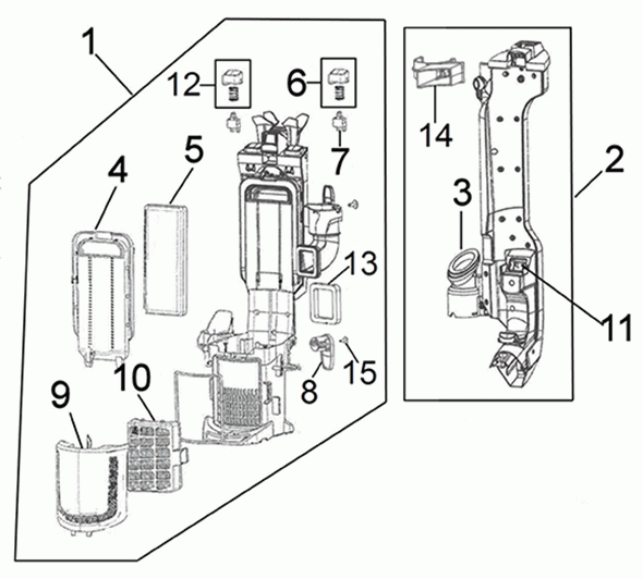 Diagram 2 Diagram and Parts List for UH72510  Hoover Upright Vacuum