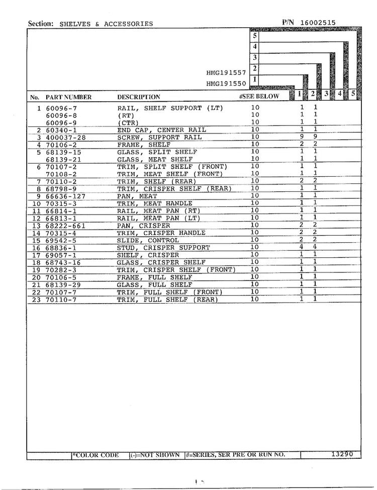 Shelves And Accessories Page 2 Diagram and Parts List for 191550  Admiral Refrigerator