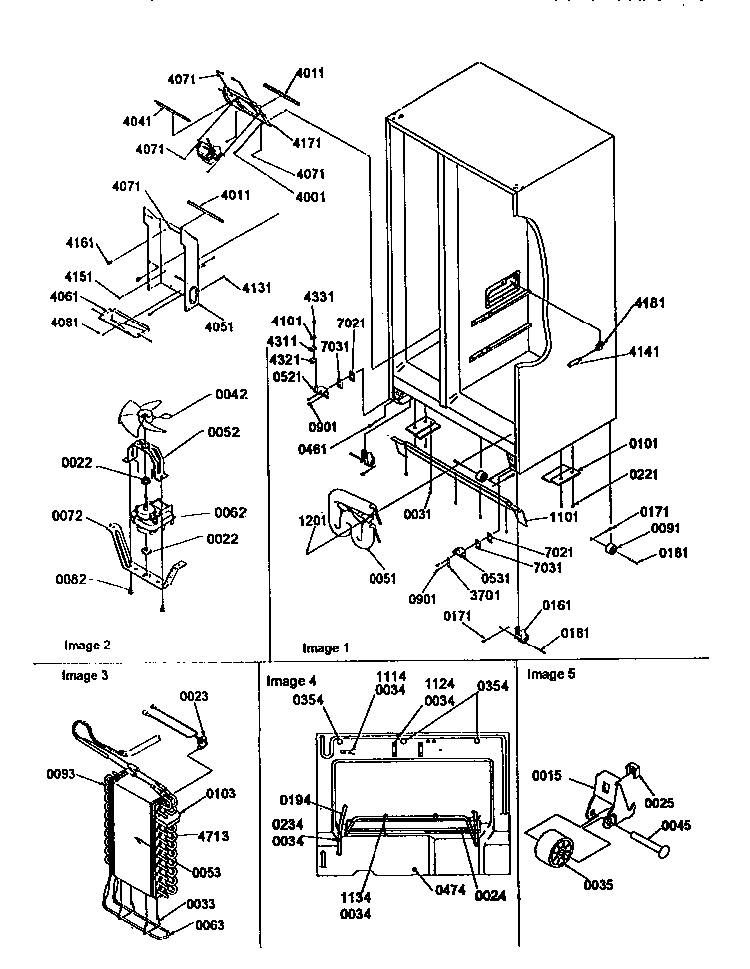 Drain System/rollers/evap Assy Diagram and Parts List for SRD27SE-P1190329WE  Amana Refrigerator