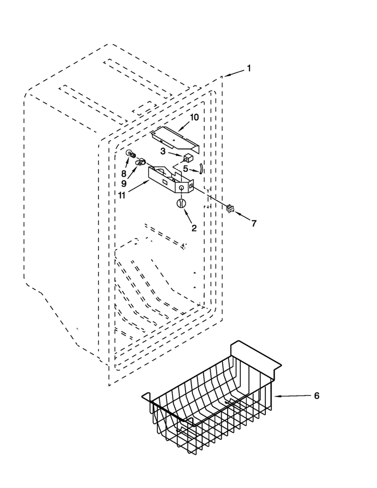 Liner Parts Diagram and Parts List for AQU1613TEW04  Amana Freezer