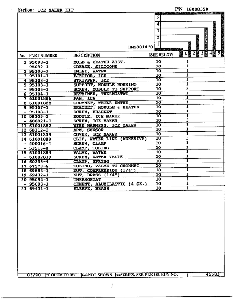 Ice Maker Kit Page 2 Diagram and Parts List for HMG901470  Admiral Ice Maker
