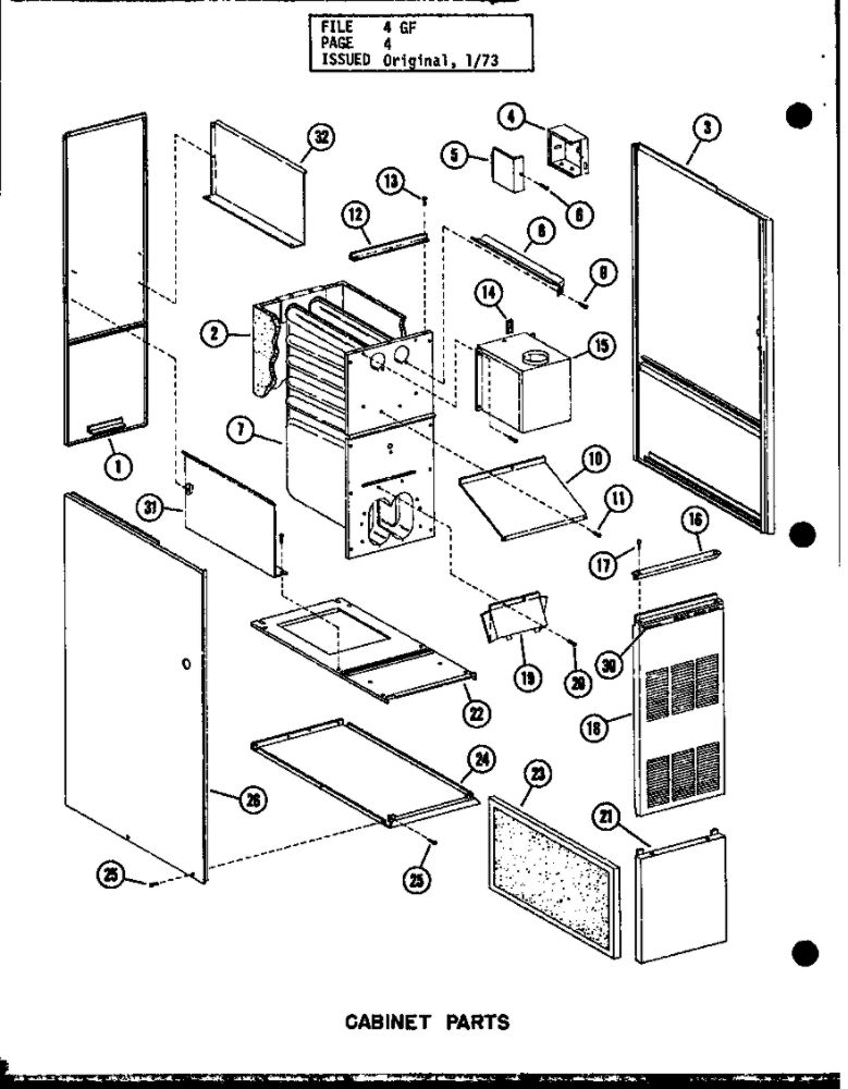 Cabinet Parts 1 Diagram and Parts List for GH-105DE P96294-8F Amana Furnace