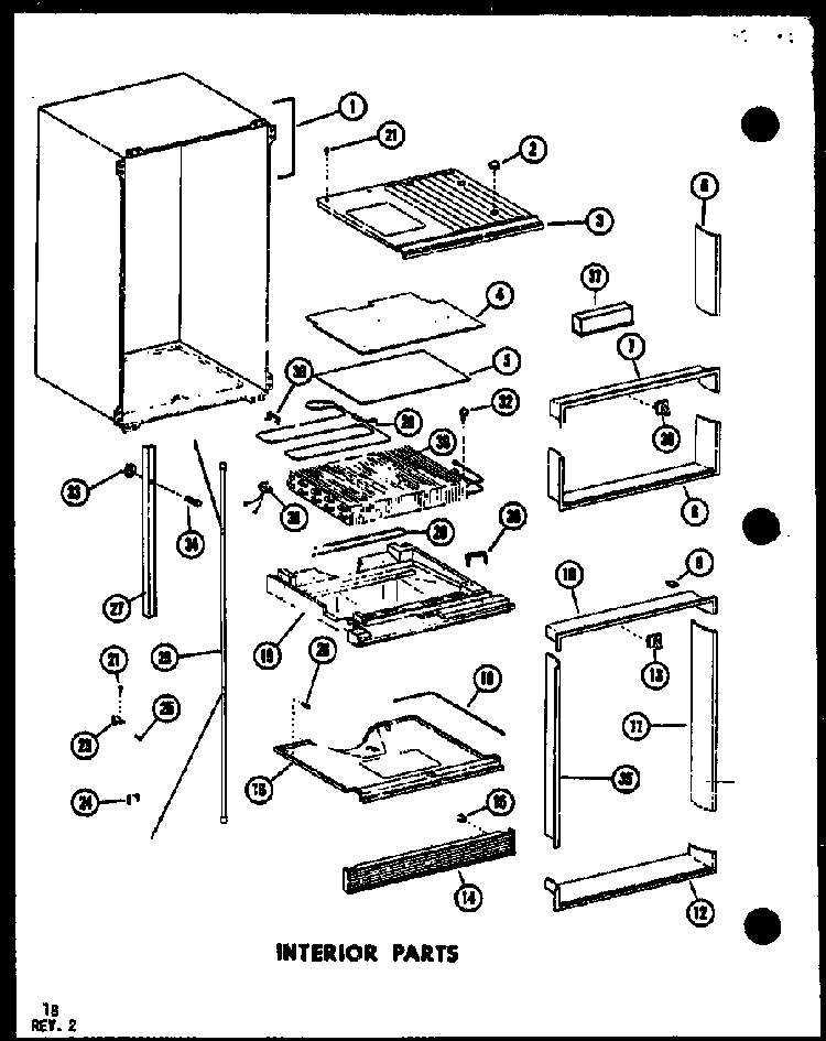 Interior Parts Diagram and Parts List for TD523E-P75288-1W  Amana Refrigerator