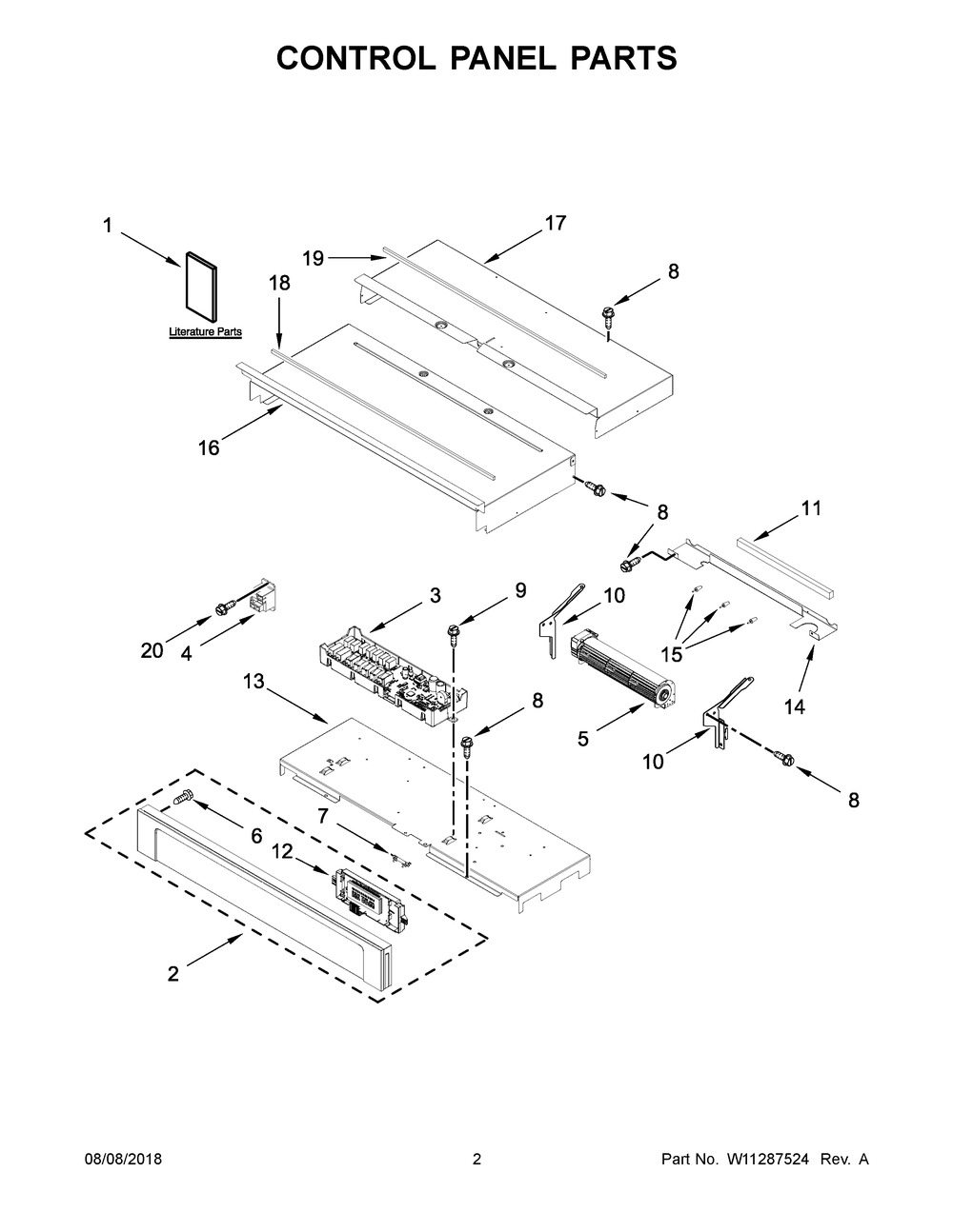 Control Panel Parts Diagram and Parts List for MEW9630FZ03  Maytag Wall Oven