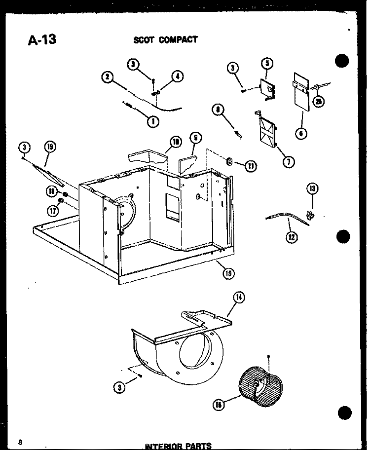 INTERIOR PARTS Diagram and Parts List for ES12-2MS P5497448R Amana Air Conditioner