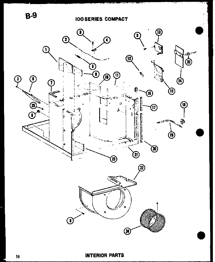 INTERIOR PARTS Diagram and Parts List for ES-108-2S P6723114R Amana Air Conditioner
