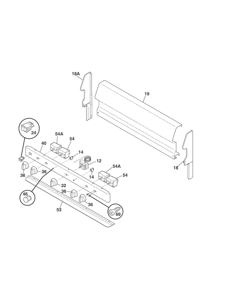 Backguard Diagram and Parts List for CRE3510PWA  Crosley Range