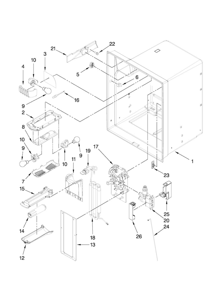 Refrigerator Liner Parts Diagram and Parts List for AFI2538AEB3  Amana Refrigerator