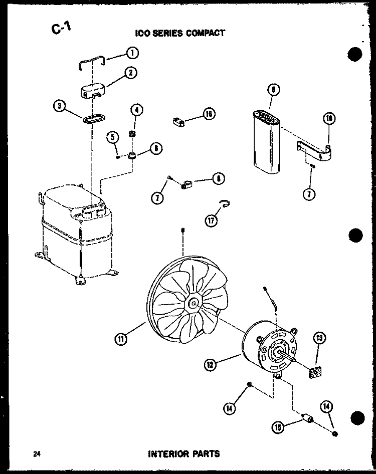 INTERIOR PARTS Diagram and Parts List for ES-108-2S P6723114R Amana Air Conditioner