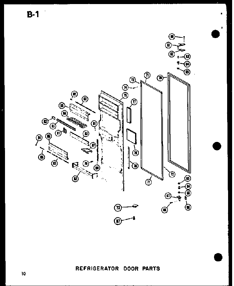 Refrigerator Door Parts Diagram and Parts List for SRI19W-P60350-36W  Amana Refrigerator