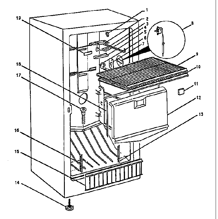 Cabinet Assembly Diagram and Parts List for AUF170KW-P1317706W  Amana Freezer