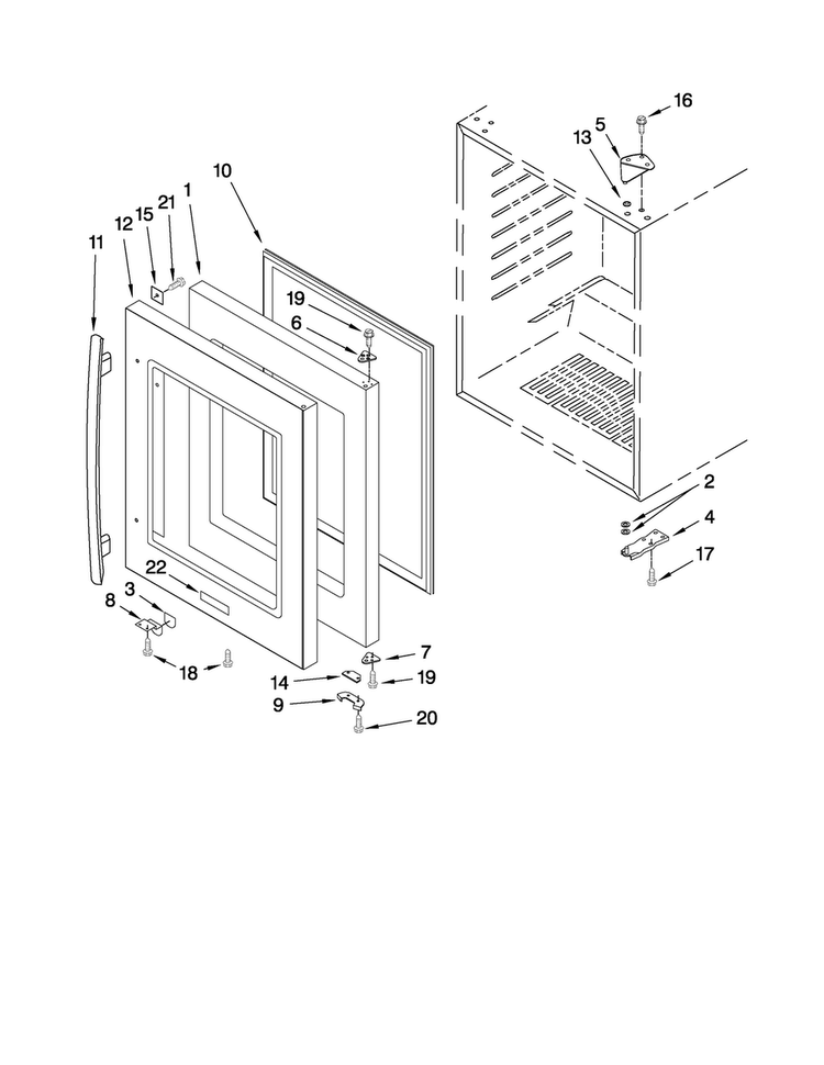 Door Parts Diagram and Parts List for JUB248RWRS00  Jenn-Air Wine and Beverage Cooler