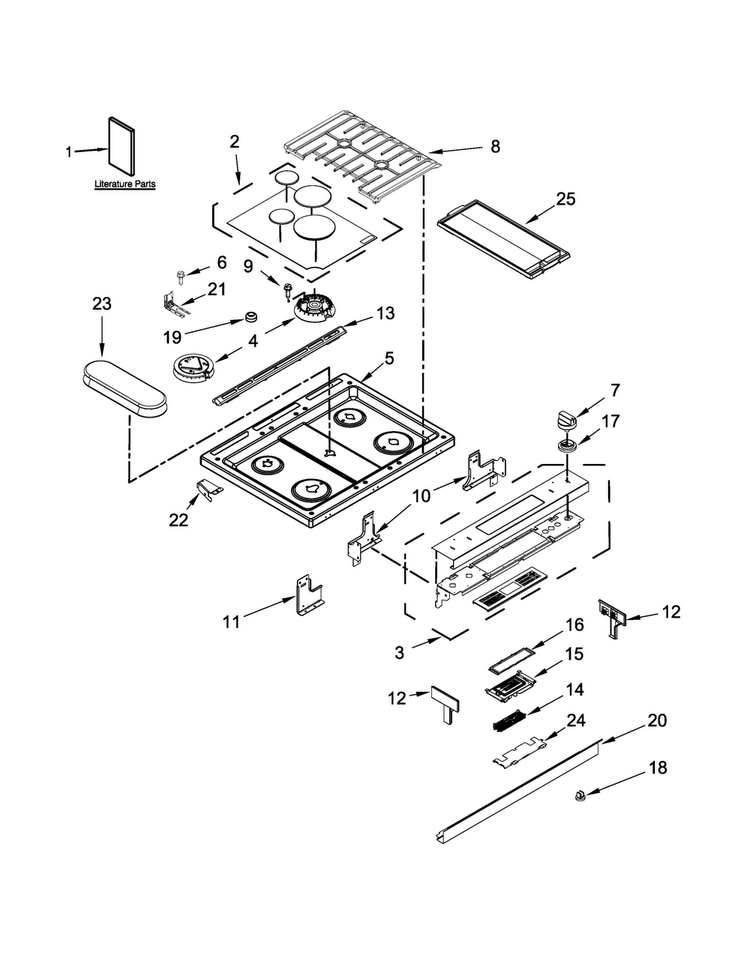 Cooktop Parts Diagram and Parts List for JDS1450DP0  Jenn-Air Range