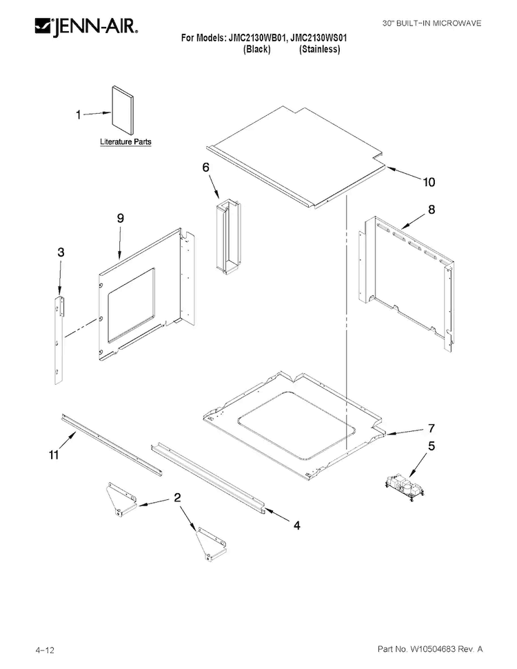 Oven Parts Diagram and Parts List for JMC2130WS01  Jenn-Air Microwave