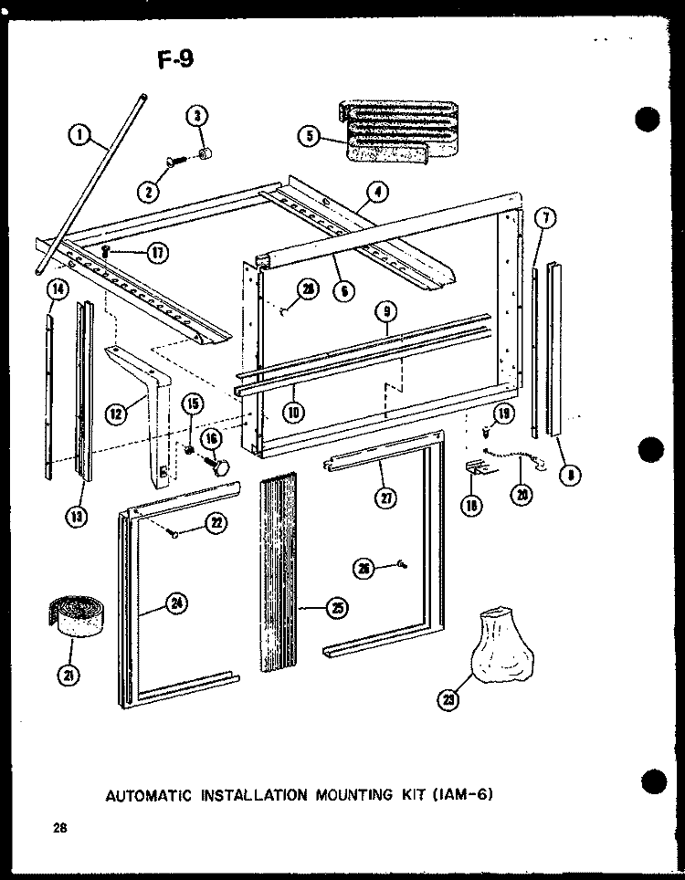AUTOMATIC INSTALLATION MTG KIT (IAM - 6) Diagram and Parts List for 1133HEW P6723120R Amana Air Conditioner