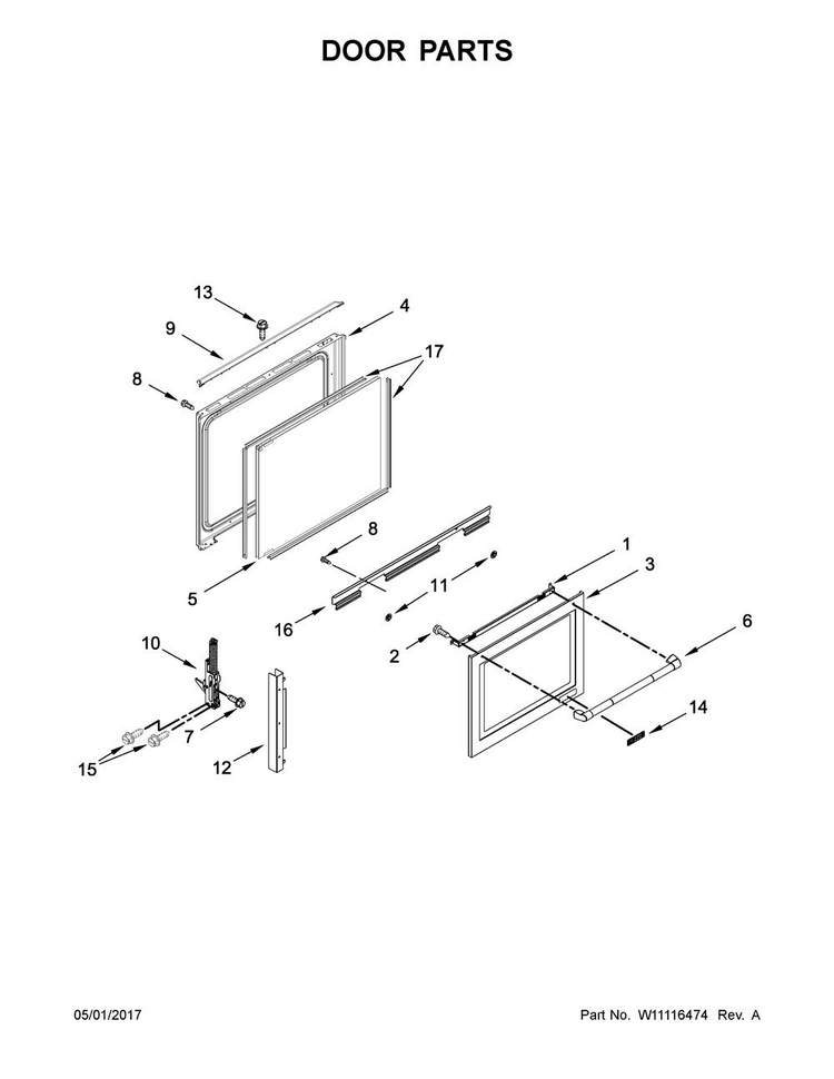 Door Parts Diagram and Parts List for JGS1450FP0  Jenn-Air Range