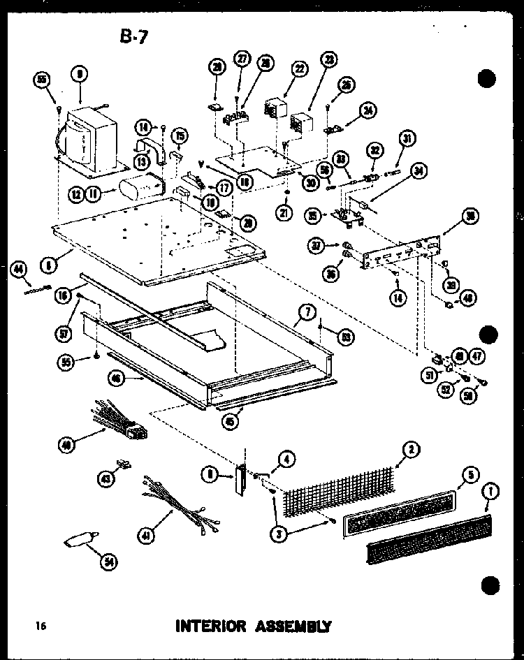 Interior Assembly Diagram and Parts List for RC-14 P72100-9M Amana Microwave