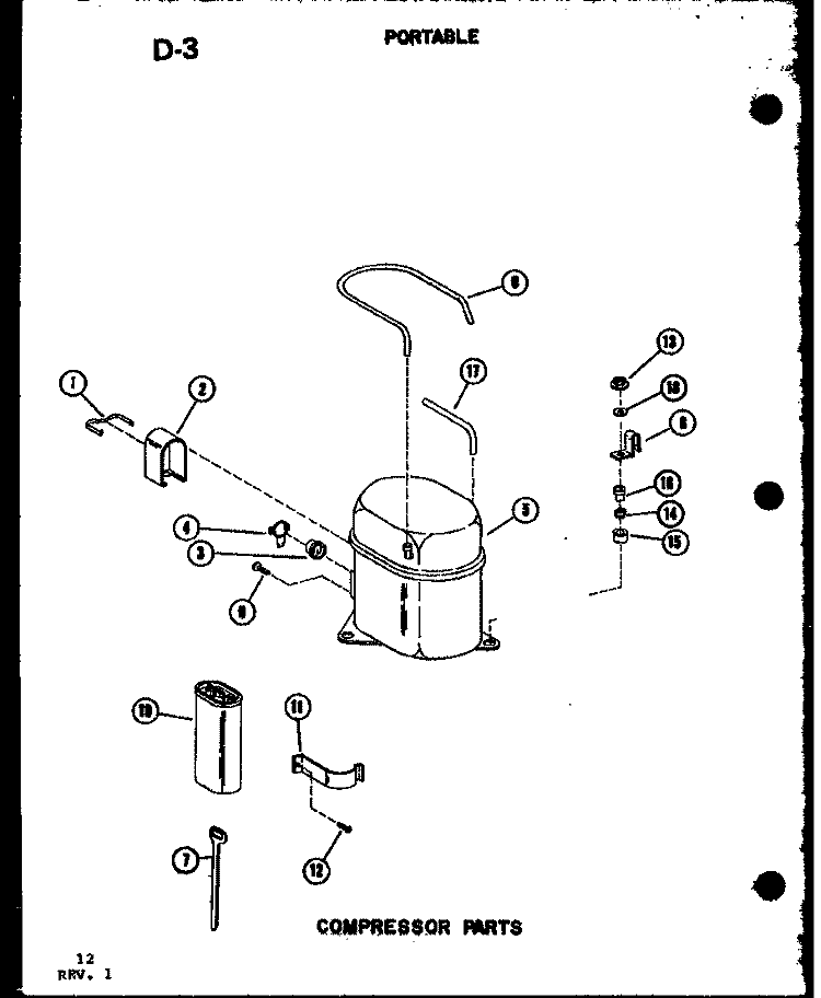COMPRESSOR PARTS Diagram and Parts List for 8P-5L P5497321R Amana Air Conditioner