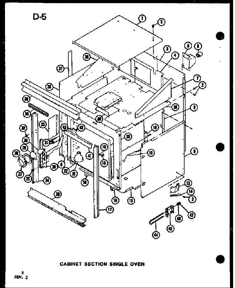 Cabinet Section Single Oven Diagram and Parts List for AO-27DB-P85547-4S  Amana Wall Oven