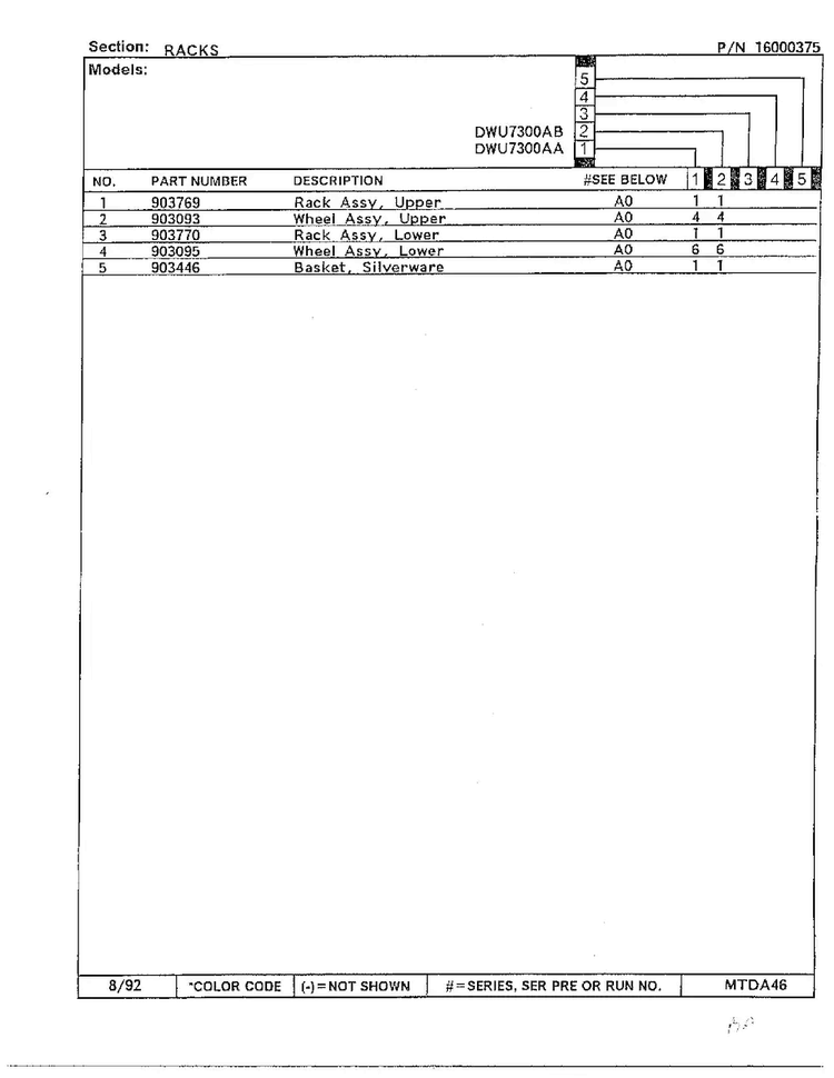Racks Page 2 Diagram and Parts List for DWU7300A  Maytag Dishwasher