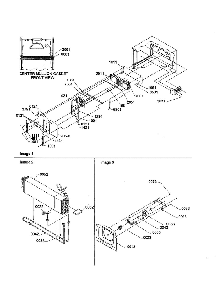 Evaporator/fan Motor Assembly Diagram and Parts List for TS25TE-P1308001WE  Amana Refrigerator