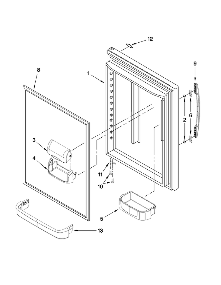 Refrigerator Door Parts Diagram and Parts List for MBR1953XES2  Maytag Refrigerator