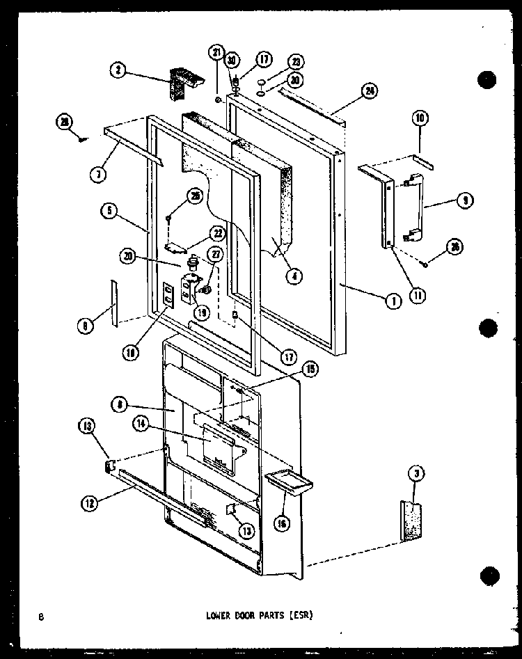 Lower Door Parts Diagram and Parts List for TM14D-P73953-21W  Amana Refrigerator