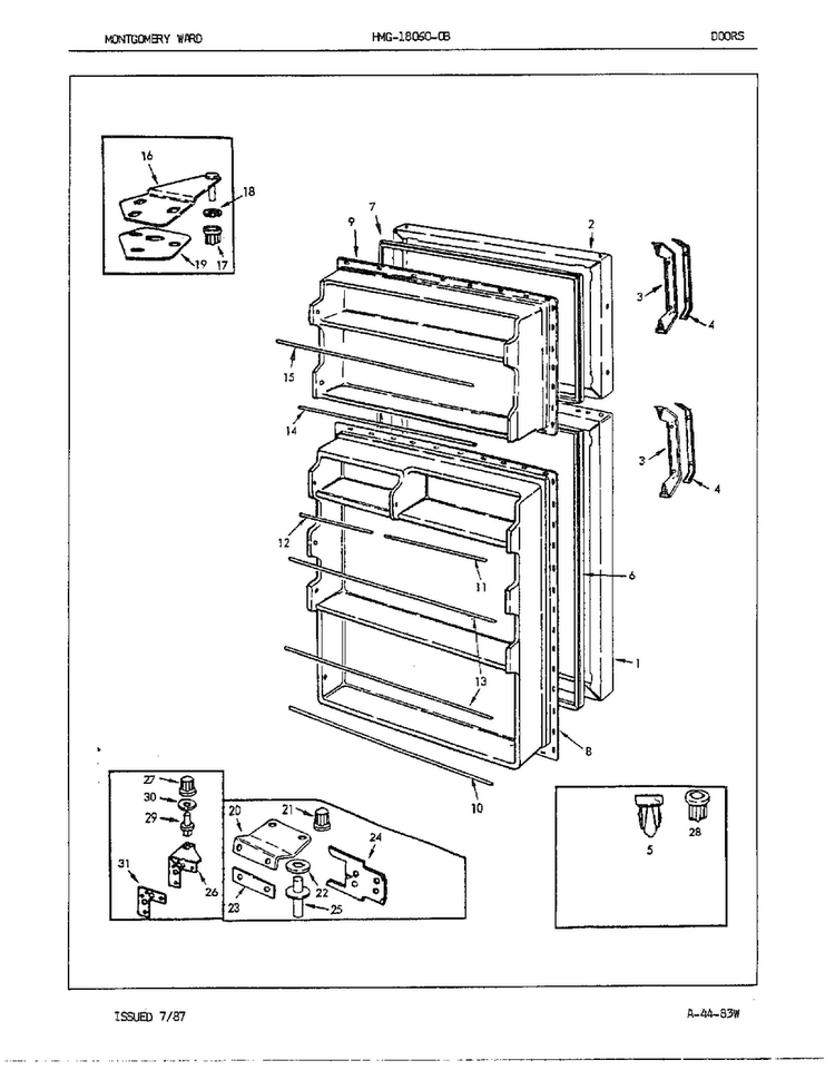 Doors/misc Diagram and Parts List for 18060A  Admiral Refrigerator