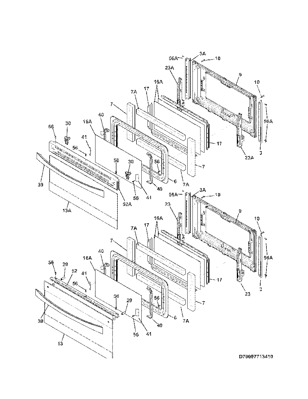 Doors Diagram and Parts List for 79097723411  Kenmore Range