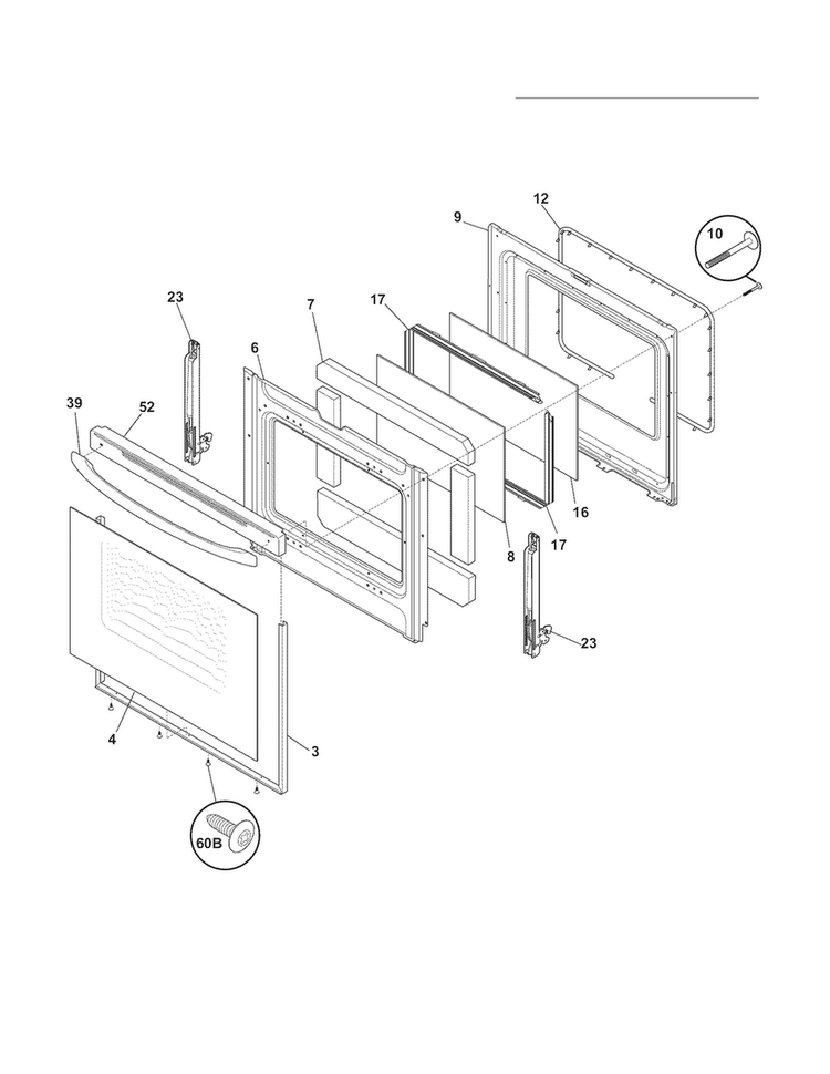 Door Diagram and Parts List for CCRE3860LWE  Crosley Range