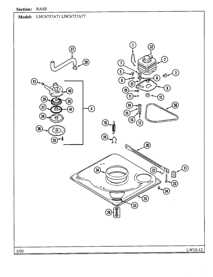 Base Diagram and Parts List for 6757A77  Norge Washer