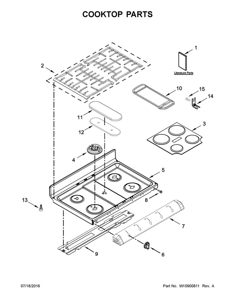 Cooktop Parts Diagram and Parts List for MGT8820DS06  Maytag Range