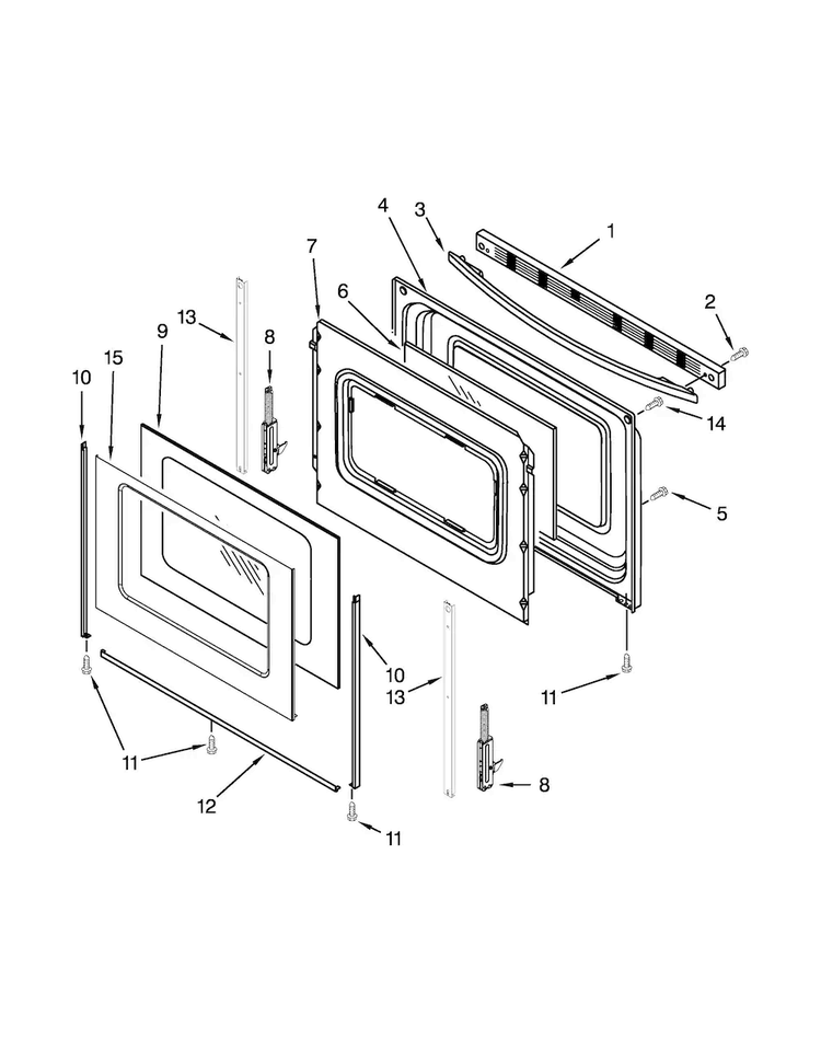 Door Parts Diagram and Parts List for AER5330BAB0  Amana Range
