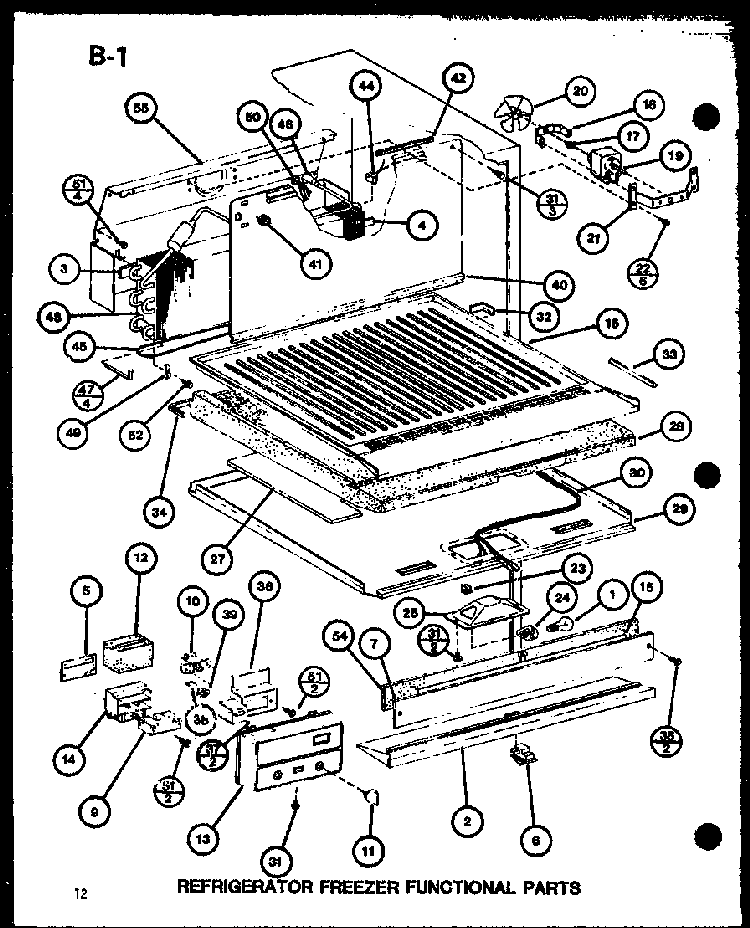 Refrigerator Freezer Functional Parts Diagram and Parts List for TM16G-P75535-7W  Amana Refrigerator