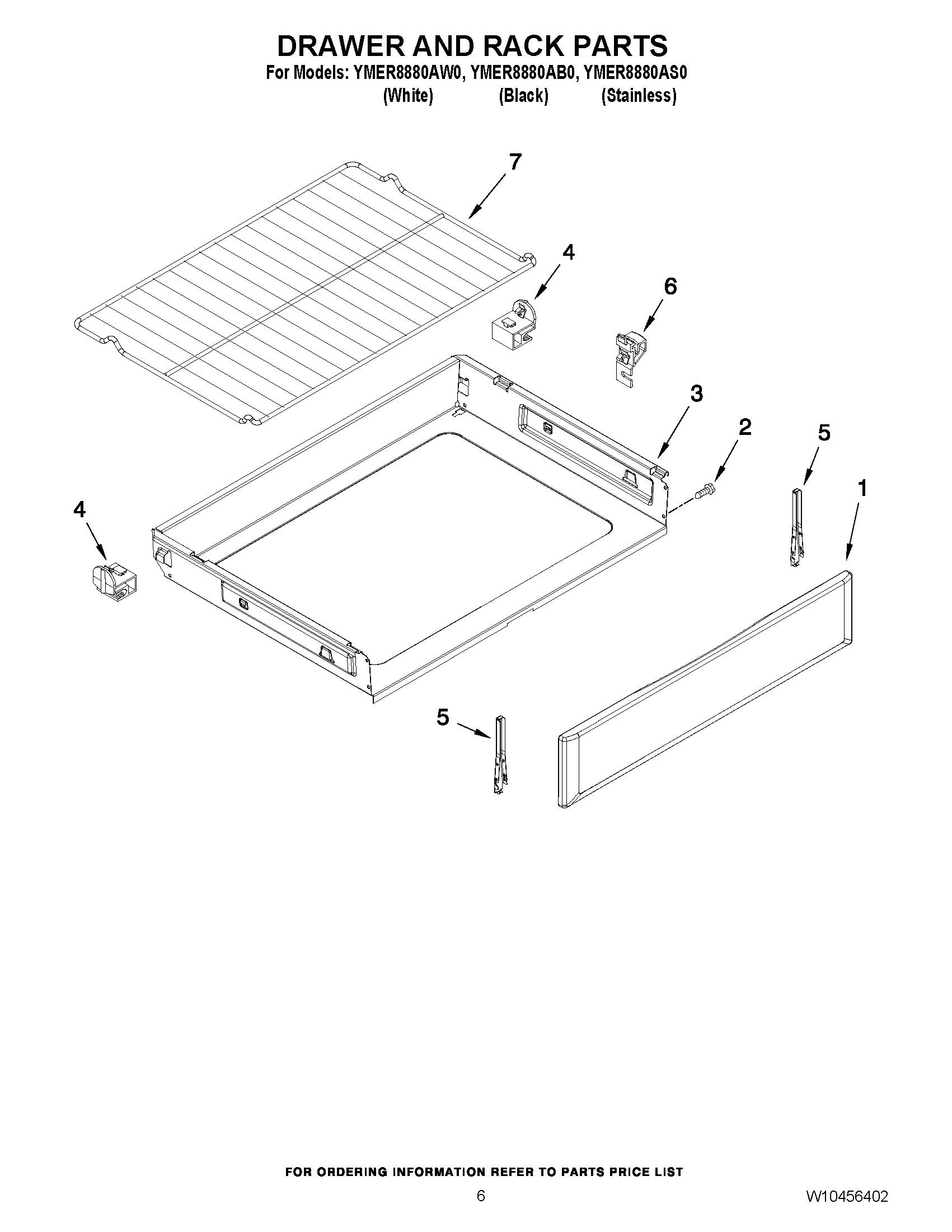 05 - DRAWER AND RACK PARTS Diagram and Parts List for YMER8880AB0  Maytag Range