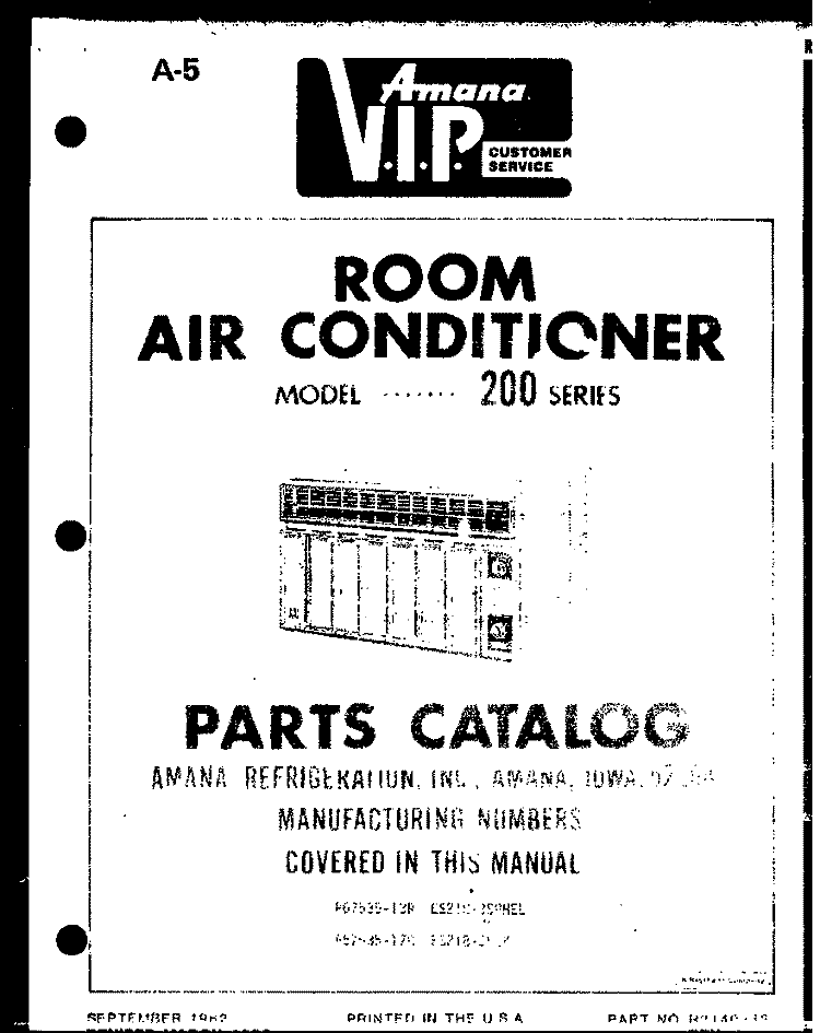 Page 1 Diagram and Parts List for ES92MA P6968304R Maytag Air Conditioner