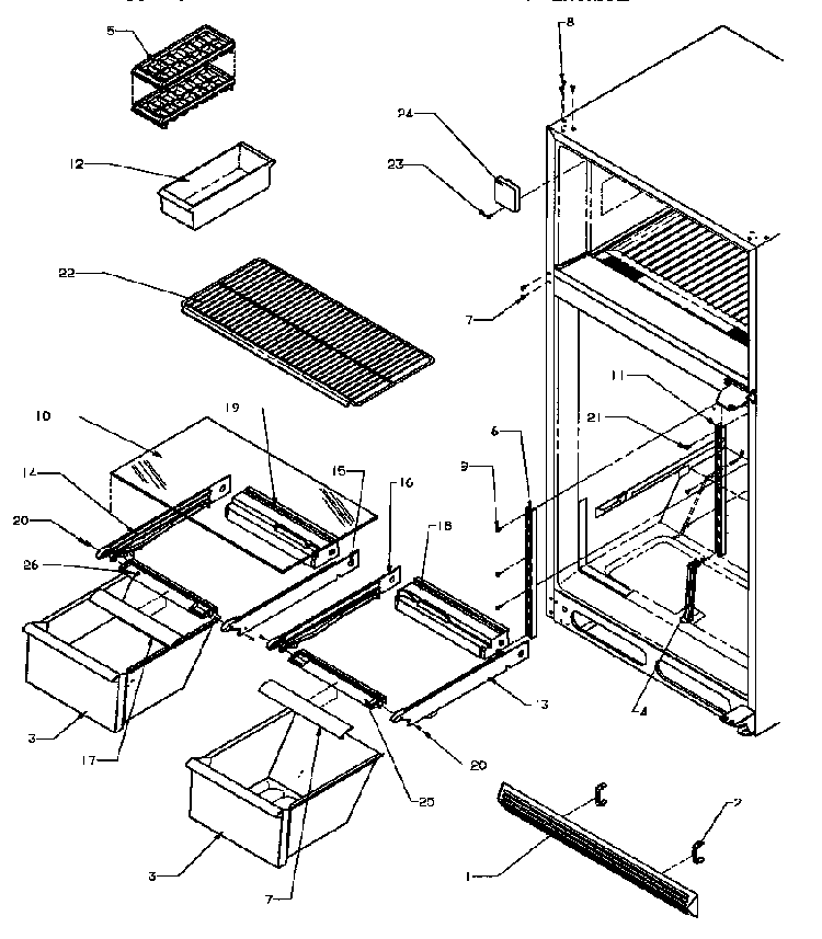 Cabinet Shelving Diagram and Parts List for TJ18R8L-P1181715WL  Amana Refrigerator