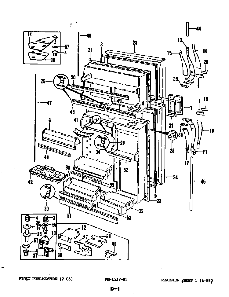 Fresh Food & Freezer Door Diagram and Parts List for RB17CN-2AF 4C69A Magic Chef Refrigerator