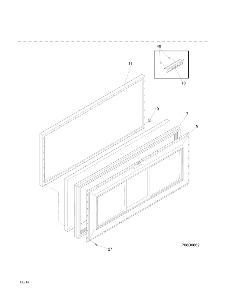 Door Diagram and Parts List for CFC09LW7  Crosley Freezer