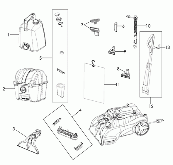 Diagram Diagram and Parts List for FH50250  Hoover Steamer